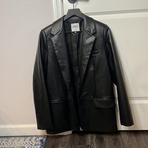 Zara Faux Leather Blazer